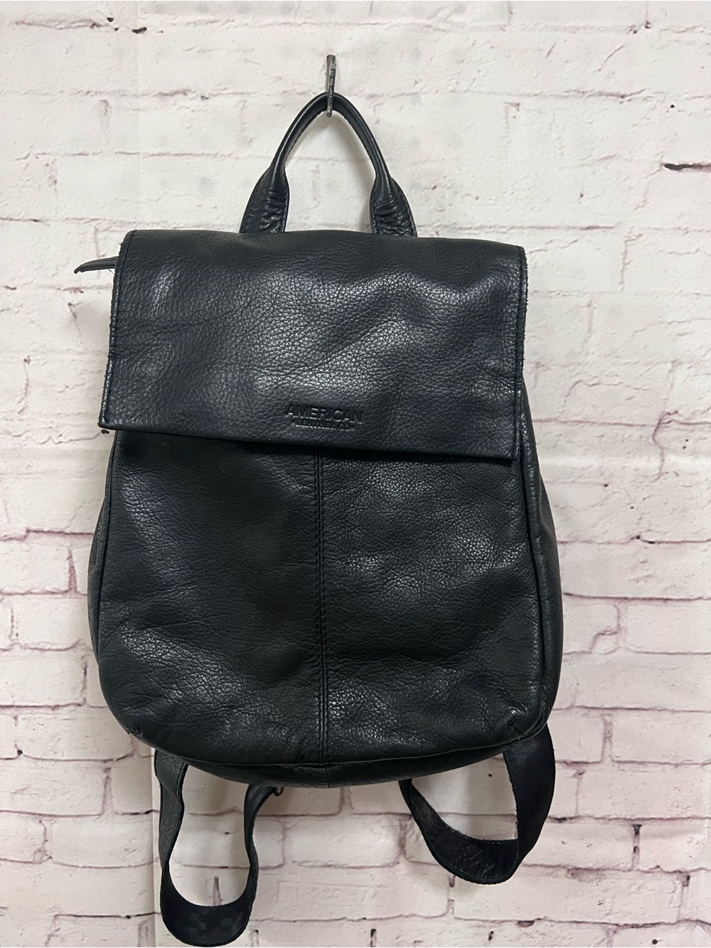 American Leather Co Liberty Black Leather Backpack Bag Purse Classic Pebbled